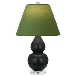 Double Gourd 22"H Obsidian And Lucite Lamp w/ Tea And Taupe Shade