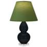 Double Gourd 22"H Obsidian And Lucite Lamp w/ Tea And Taupe Shade