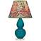 Double Gourd 22"H Peacock And Lucite Accent Lamp w/ Floral Shade