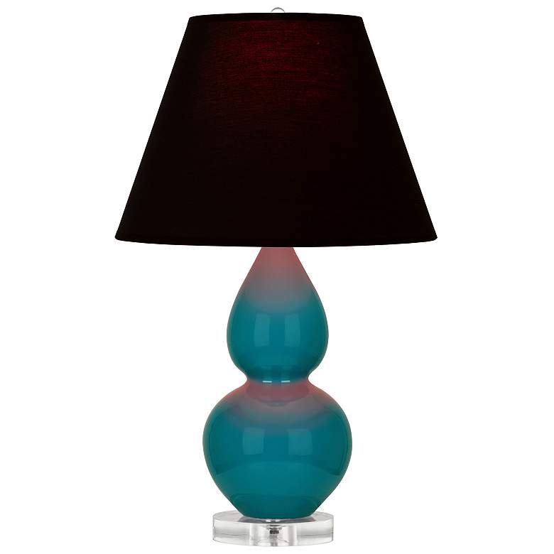 Image 1 Double Gourd 22"H Peacock And Lucite Accent Lamp w/ Ink And Rose Shade