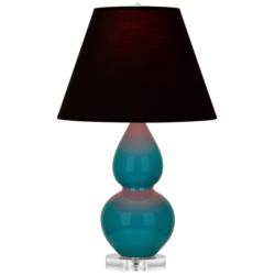 Double Gourd 22"H Peacock And Lucite Accent Lamp w/ Ink And Rose Shade