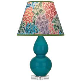 Image1 of Double Gourd 22"H Peacock And Lucite Accent Lamp w/ Spring Shade