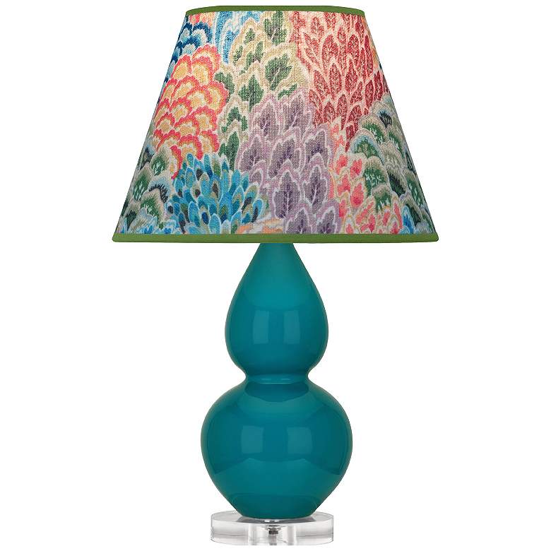 Image 1 Double Gourd 22"H Peacock And Lucite Accent Lamp w/ Spring Shade