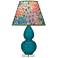Double Gourd 22"H Peacock And Lucite Accent Lamp w/ Spring Shade