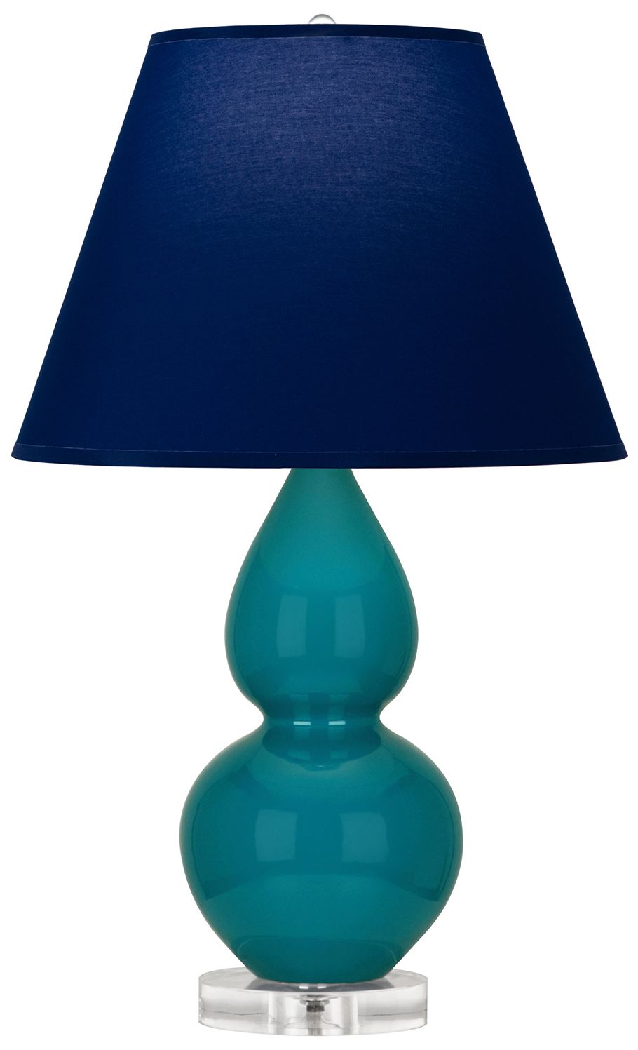Double Gourd 22"H Peacock And Lucite Lamp w/ Navy And Gray Made to Order