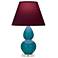 Double Gourd 22"H Peacock And Lucite Lamp w/ Plum And Lavender Shade