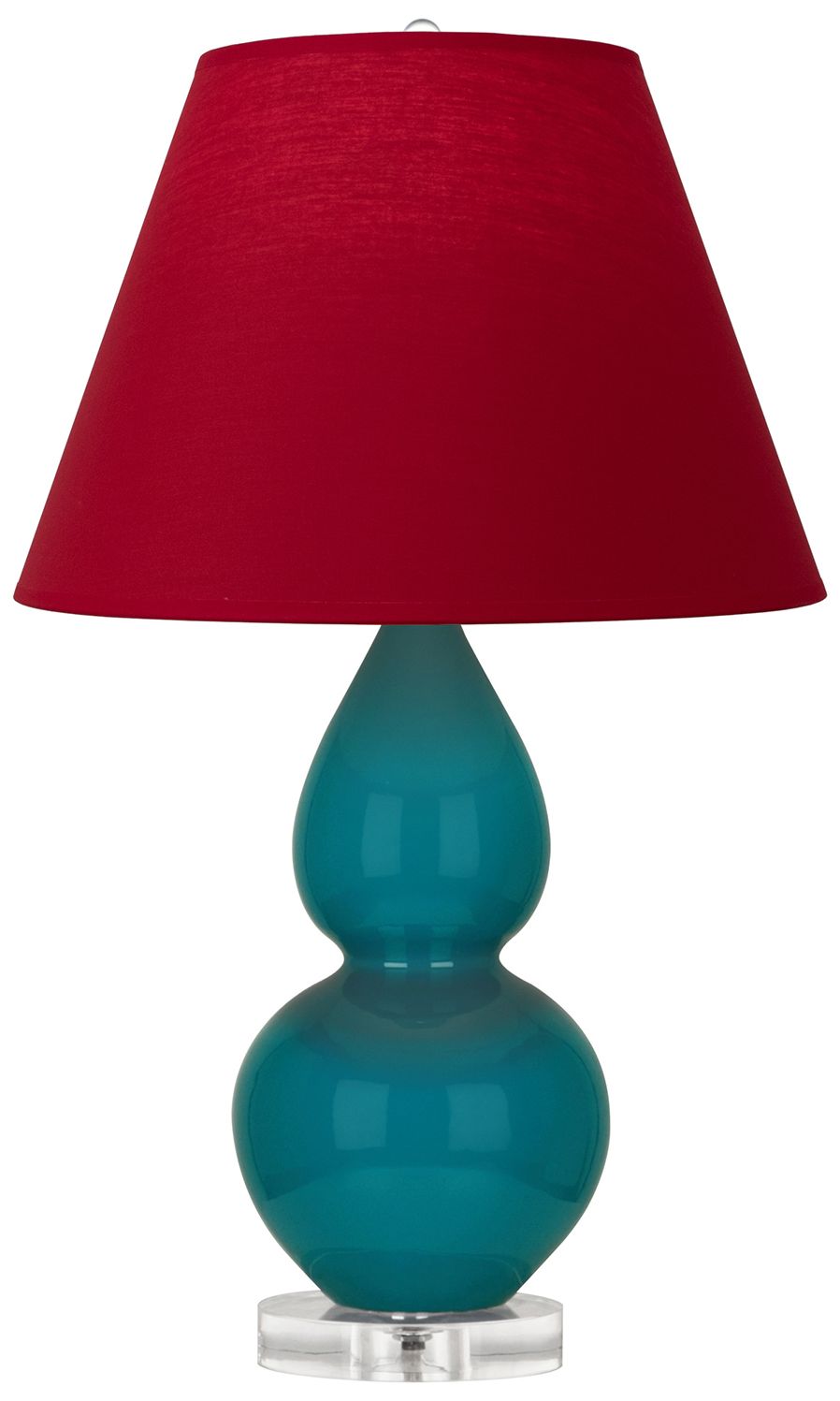 Double Gourd 22"H Peacock And Lucite Lamp w/ Rose And Ink Made to Order