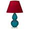 Double Gourd 22"H Peacock And Lucite Lamp w/ Rose And Ink Shade