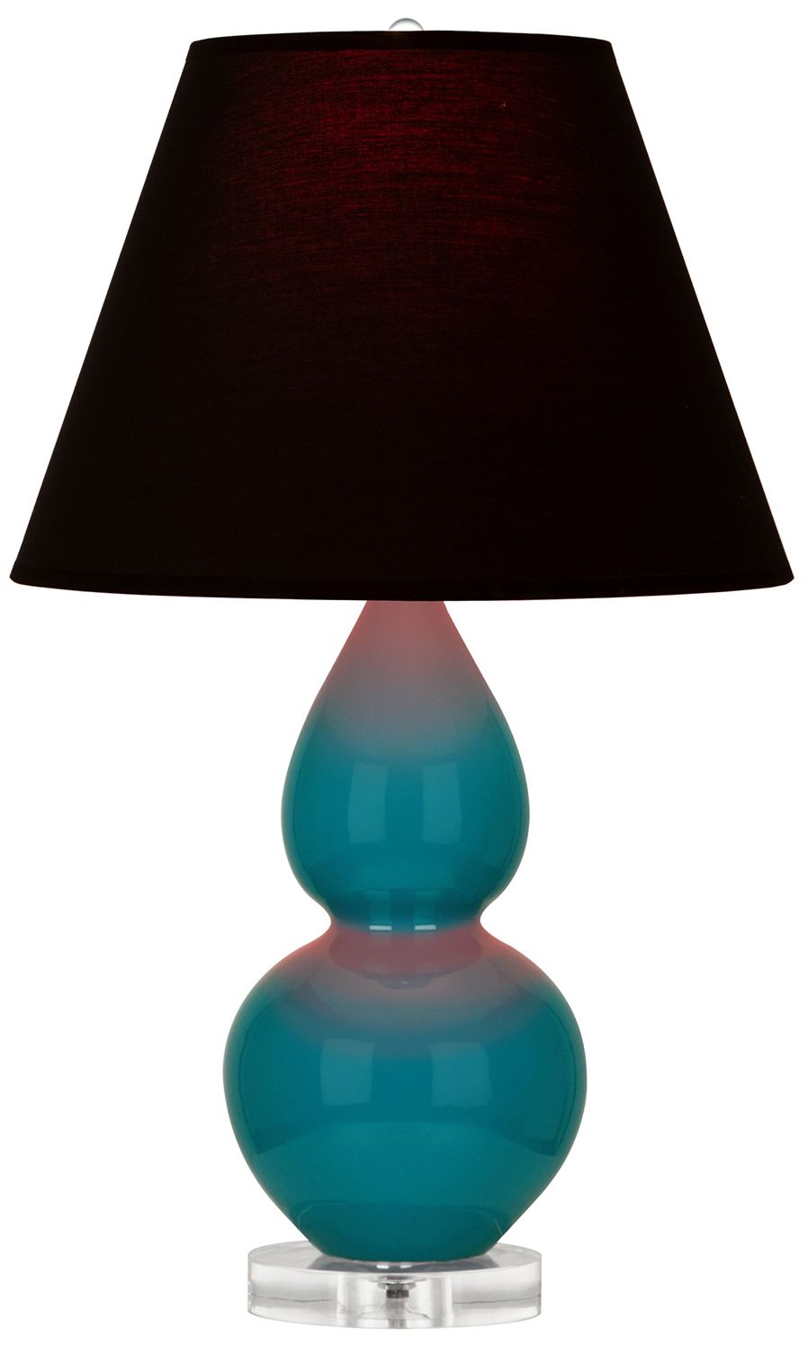 Double Gourd 22"H Peacock & Lucite Accent Lamp w/ Ink & Rose Made to Order