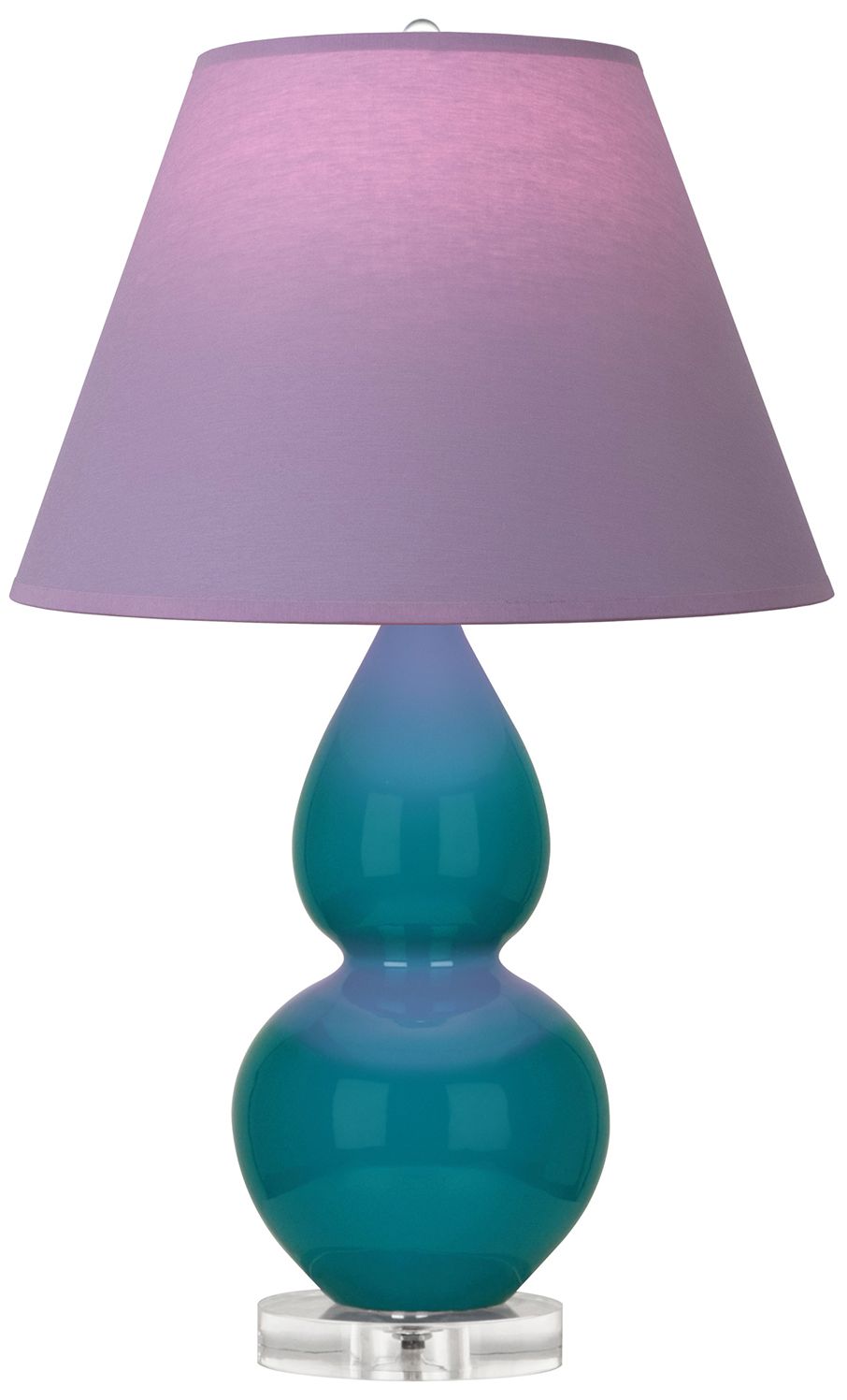 Double Gourd 22"H Peacock & Lucite Lamp w/ Lavender & Plum Made to Order