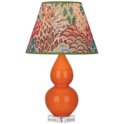 Double Gourd 22"H Pumpkin And Lucite Accent Lamp w/ Fall Floral Shade