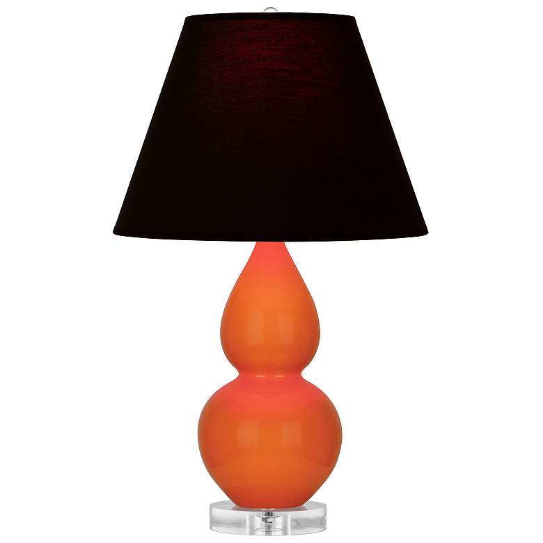 Image 1 Double Gourd 22"H Pumpkin And Lucite Accent Lamp w/ Ink And Rose Shade