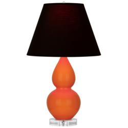 Double Gourd 22"H Pumpkin And Lucite Accent Lamp w/ Ink And Rose Shade