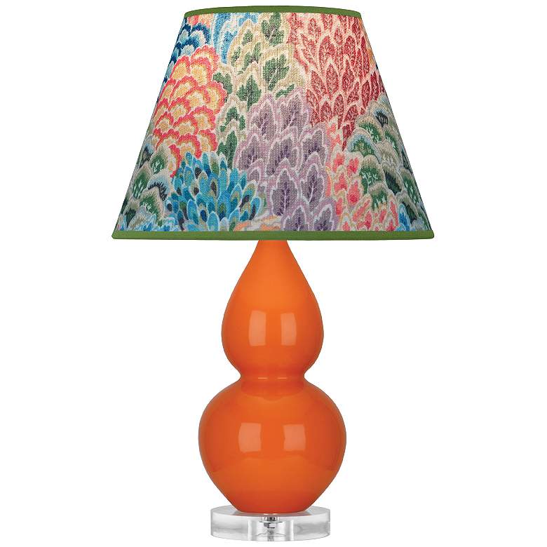 Image 1 Double Gourd 22"H Pumpkin And Lucite Accent Lamp w/ Spring Shade