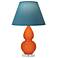 Double Gourd 22"H Pumpkin And Lucite Lamp w/ Bright Blue And Gray Shade