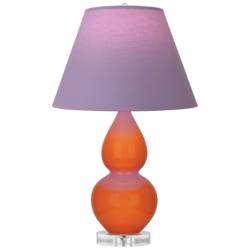 Double Gourd 22"H Pumpkin And Lucite Lamp w/ Lavender And Plum Shade