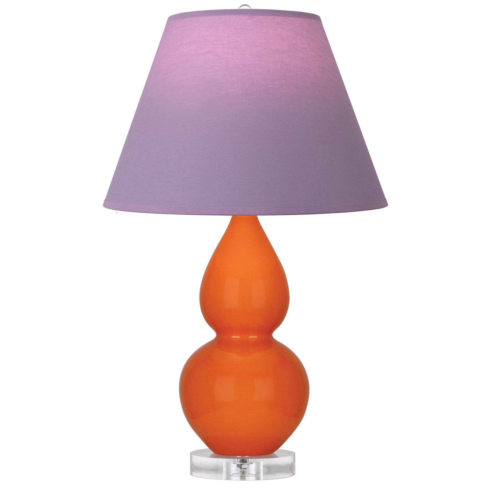 Image 2 Double Gourd 22"H Pumpkin And Lucite Lamp w/ Lavender And Plum Shade more views
