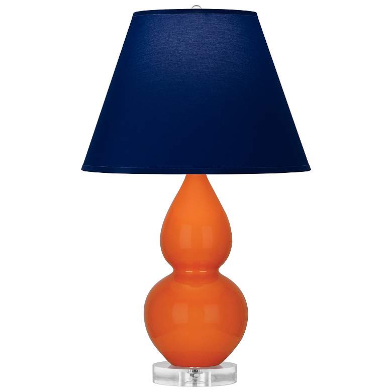 Image 1 Double Gourd 22"H Pumpkin And Lucite Lamp w/ Navy And Gray Shade