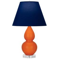 Double Gourd 22"H Pumpkin And Lucite Lamp w/ Navy And Gray Shade