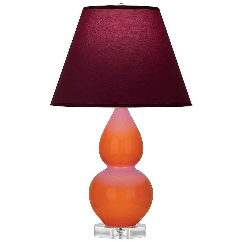Image 1 Double Gourd 22"H Pumpkin And Lucite Lamp w/ Plum And Lavender Shade