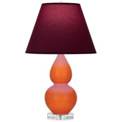 Double Gourd 22"H Pumpkin And Lucite Lamp w/ Plum And Lavender Shade