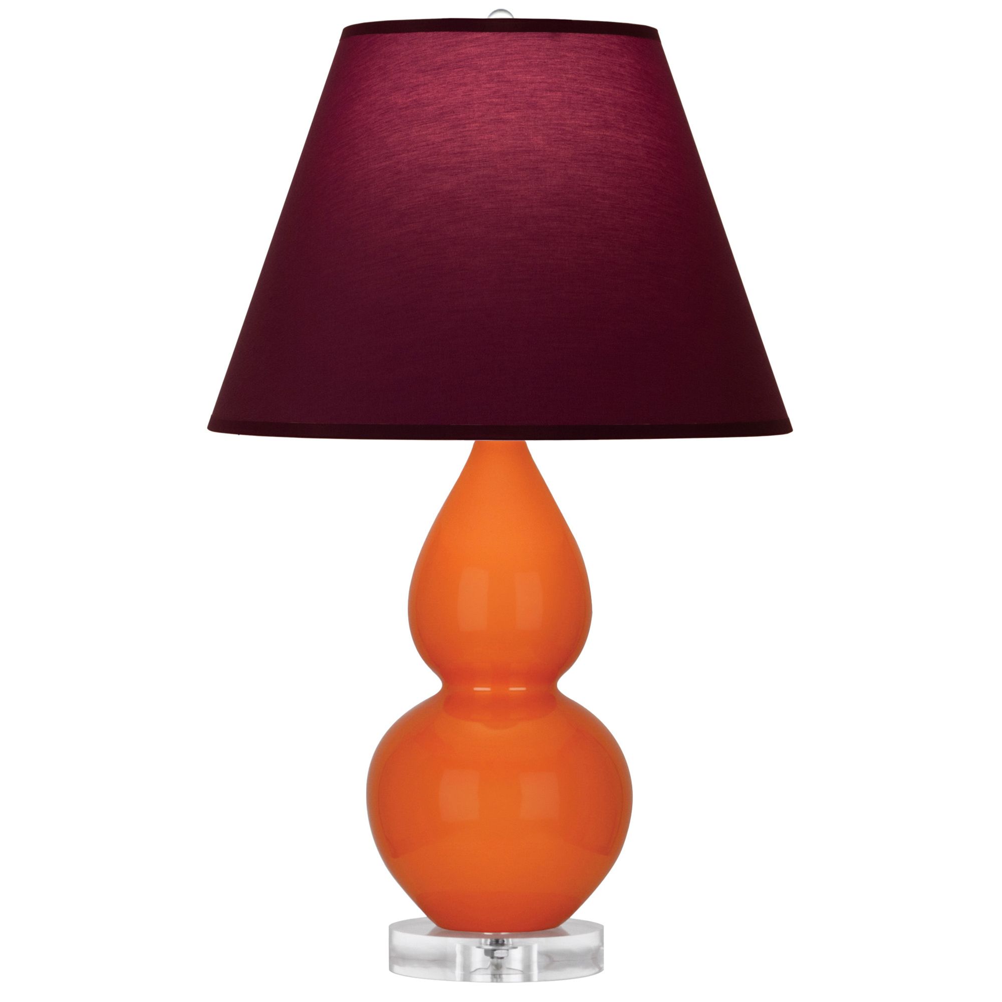 Image 2 Double Gourd 22"H Pumpkin And Lucite Lamp w/ Plum And Lavender Shade more views