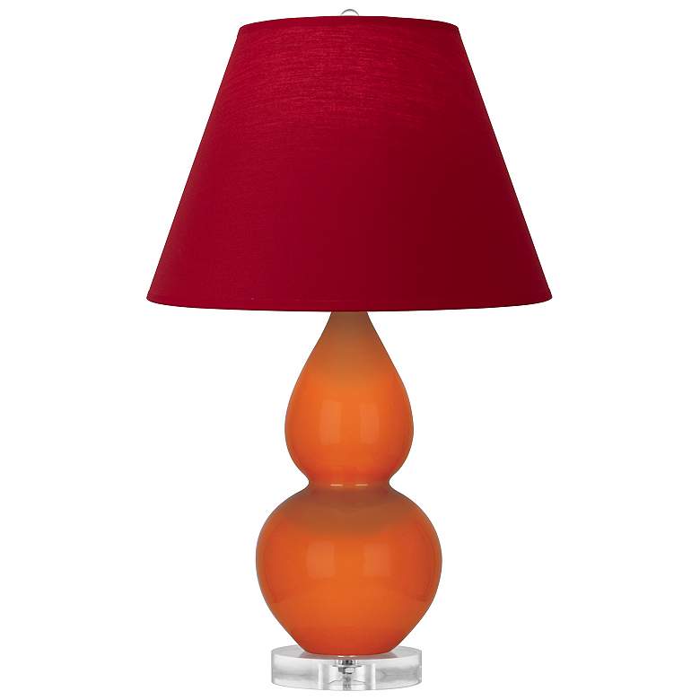 Image 1 Double Gourd 22"H Pumpkin And Lucite Lamp w/ Rose And Ink Shade