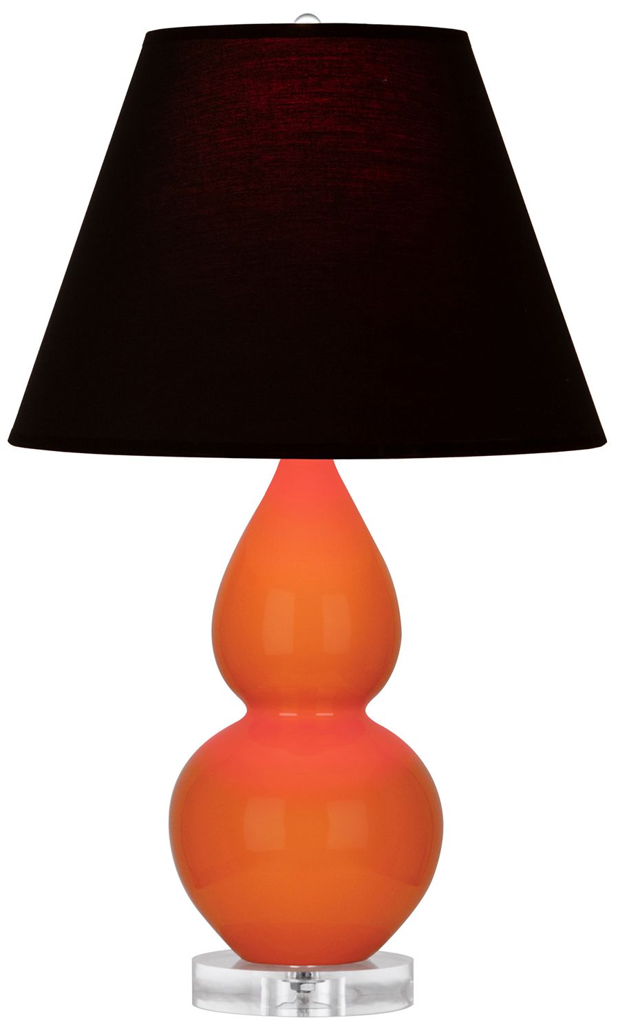 Double Gourd 22"H Pumpkin & Lucite Accent Lamp w/ Ink & Rose Made to Order