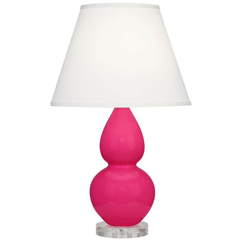 Image 1 Double Gourd 22"H Razzle Rose And Lucite Accent Lamp w/ Pearl Shade