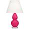 Double Gourd 22"H Razzle Rose And Lucite Accent Lamp w/ Pearl Shade