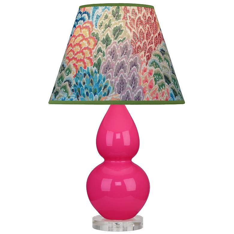 Image 1 Double Gourd 22"H Razzle Rose And Lucite Accent Lamp w/ Spring Shade
