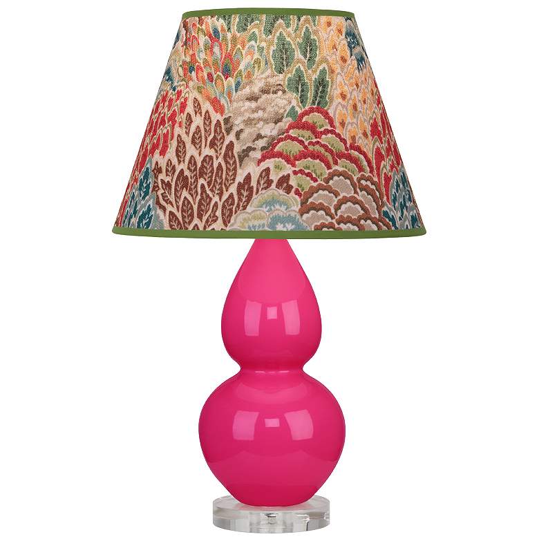 Image 1 Double Gourd 22"H Razzle Rose And Lucite Lamp w/ Fall Floral Shade