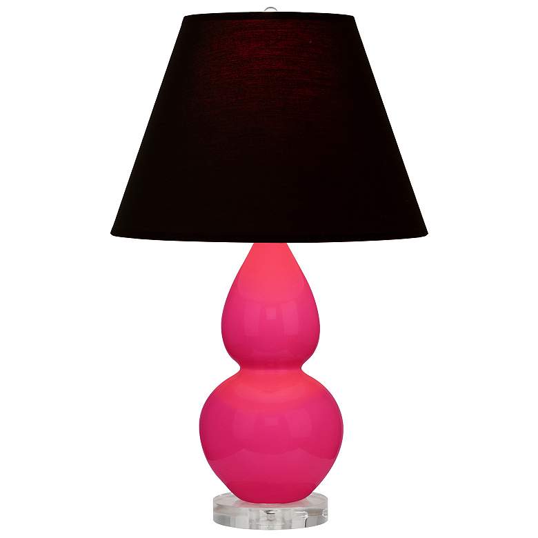 Image 1 Double Gourd 22"H Razzle Rose And Lucite Lamp w/ Ink And Rose Shade