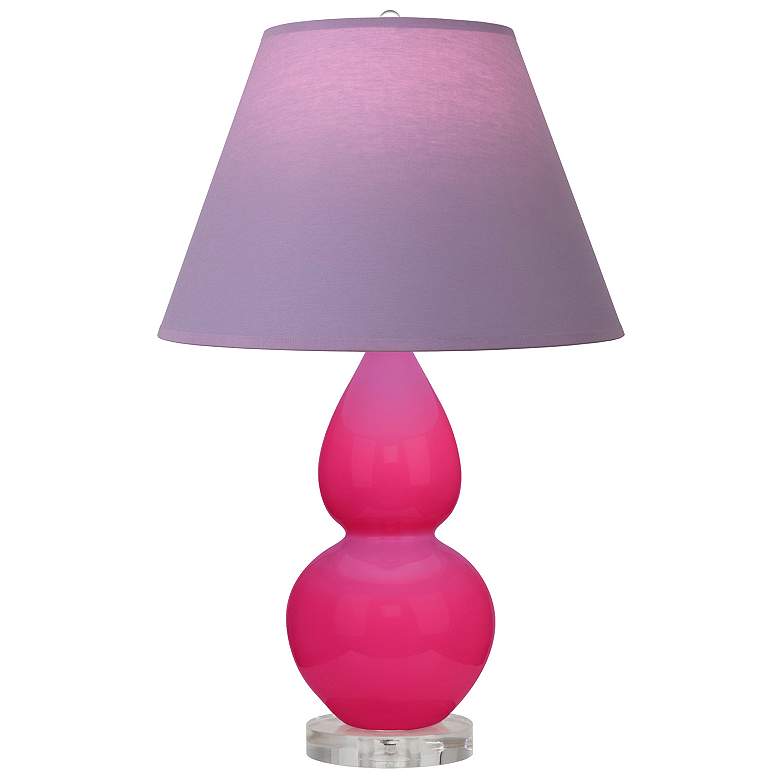 Image 1 Double Gourd 22"H Razzle Rose And Lucite Lamp w/ Lavender And Plum Shade