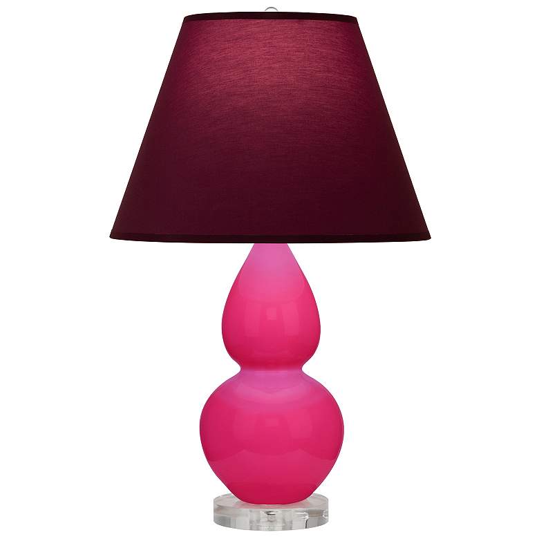 Image 1 Double Gourd 22"H Razzle Rose And Lucite Lamp w/ Plum And Lavender Shade