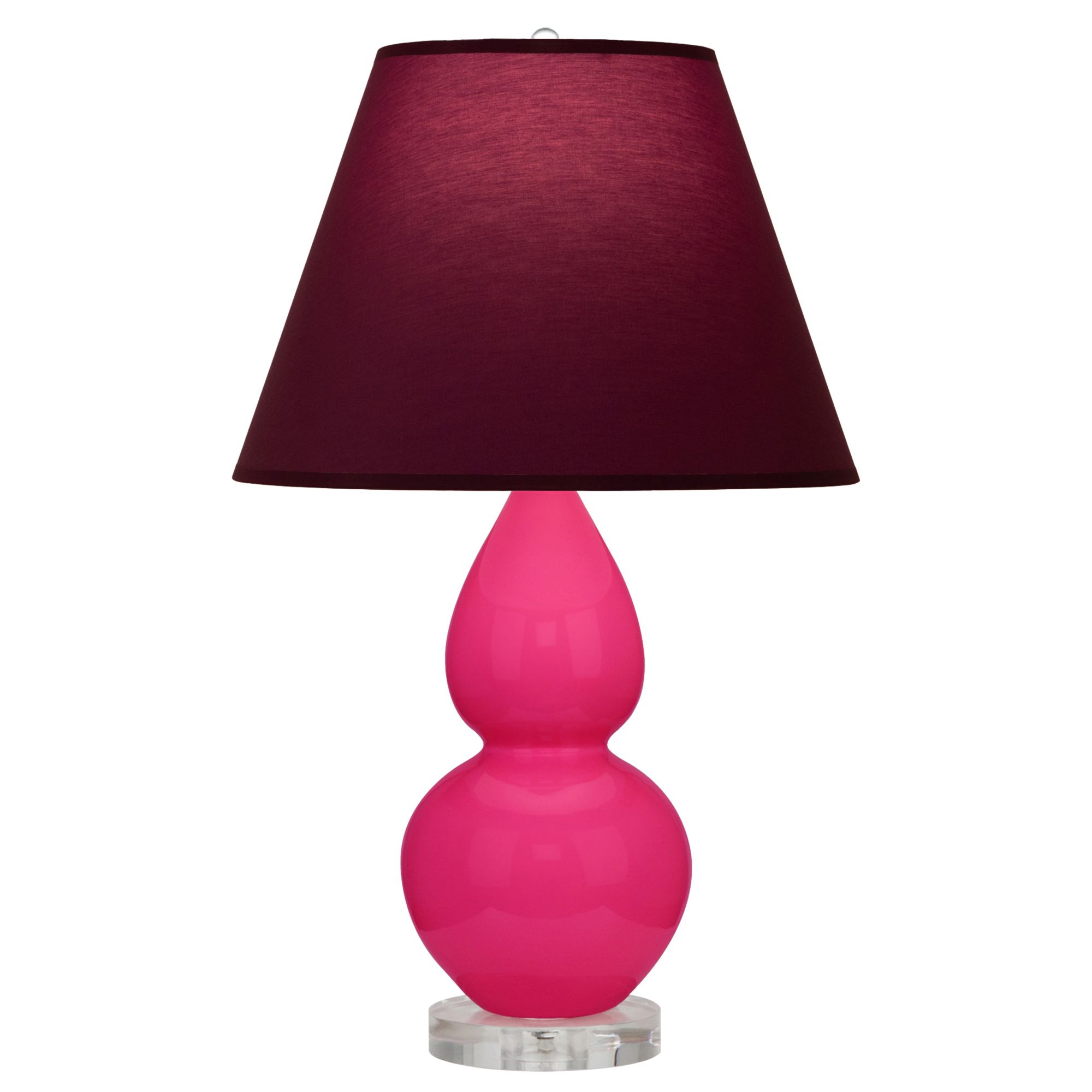 Image 2 Double Gourd 22"H Razzle Rose And Lucite Lamp w/ Plum And Lavender Shade more views