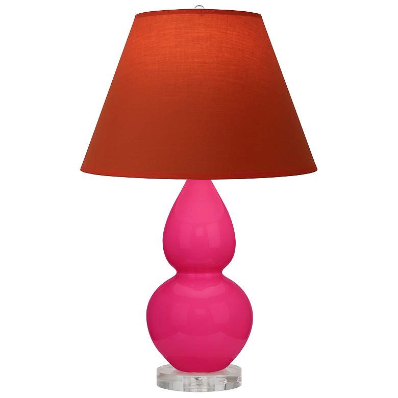 Image 1 Double Gourd 22"H Razzle Rose And Lucite Lamp w/ Tangerine And Taupe Shade