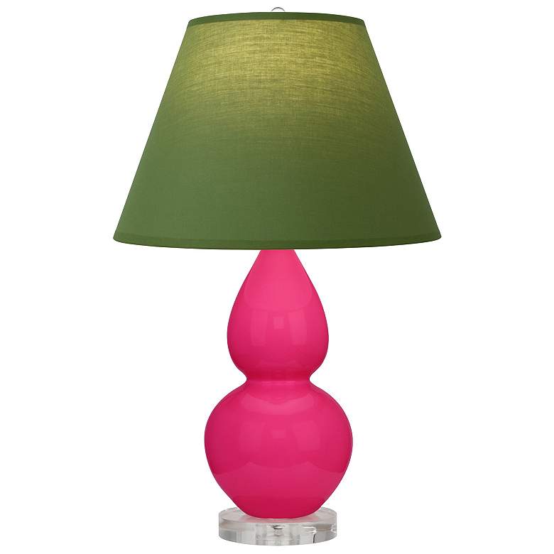 Image 1 Double Gourd 22"H Razzle Rose And Lucite Lamp w/ Tea And Taupe Shade