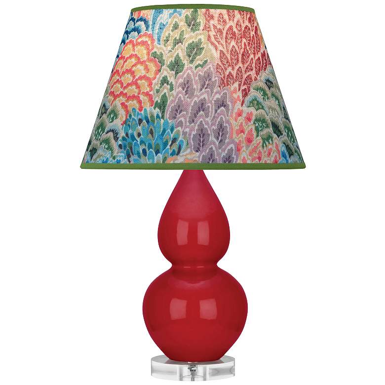 Image 1 Double Gourd 22"H Ruby Red And Lucite Accent Lamp w/ Spring Shade