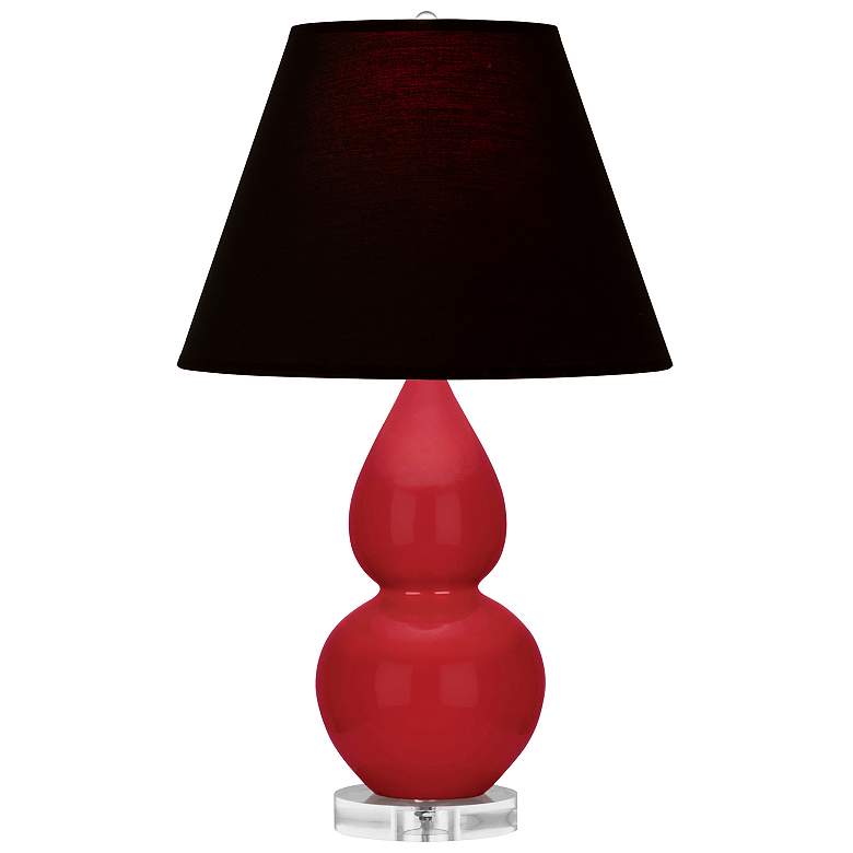 Image 1 Double Gourd 22"H Ruby Red And Lucite Lamp w/ Ink And Rose Shade
