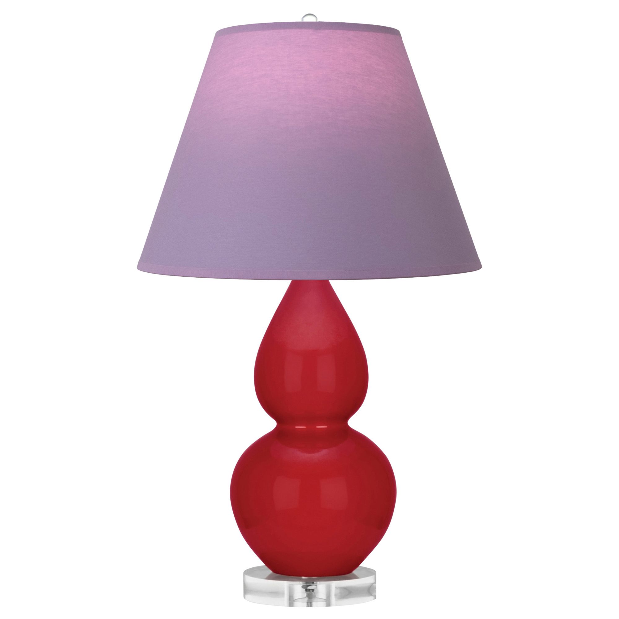 Image 2 Double Gourd 22"H Ruby Red And Lucite Lamp w/ Lavender And Plum Shade more views