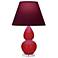 Double Gourd 22"H Ruby Red And Lucite Lamp w/ Plum And Lavender Shade