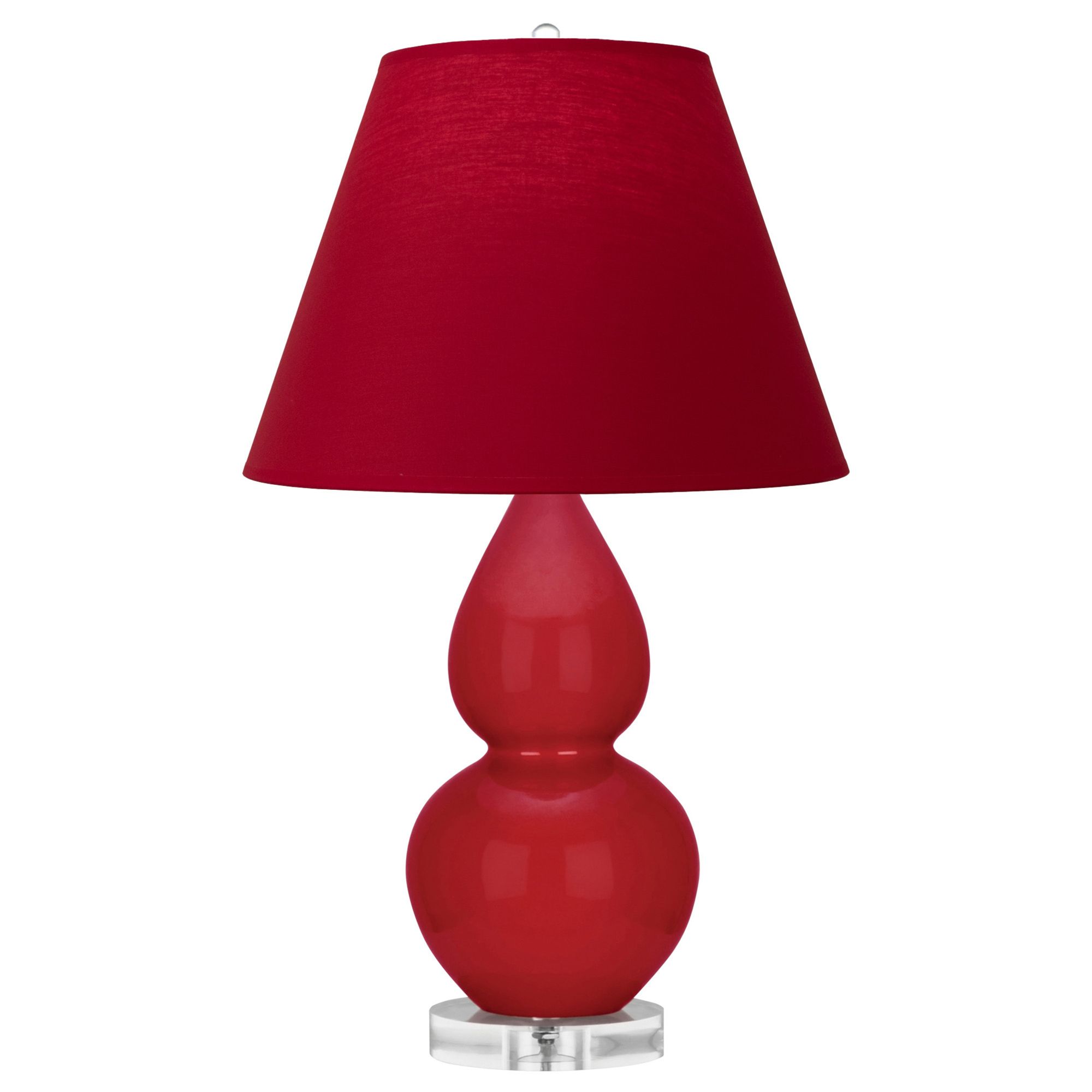 Image 2 Double Gourd 22"H Ruby Red And Lucite Lamp w/ Rose And Ink Made to Order more views