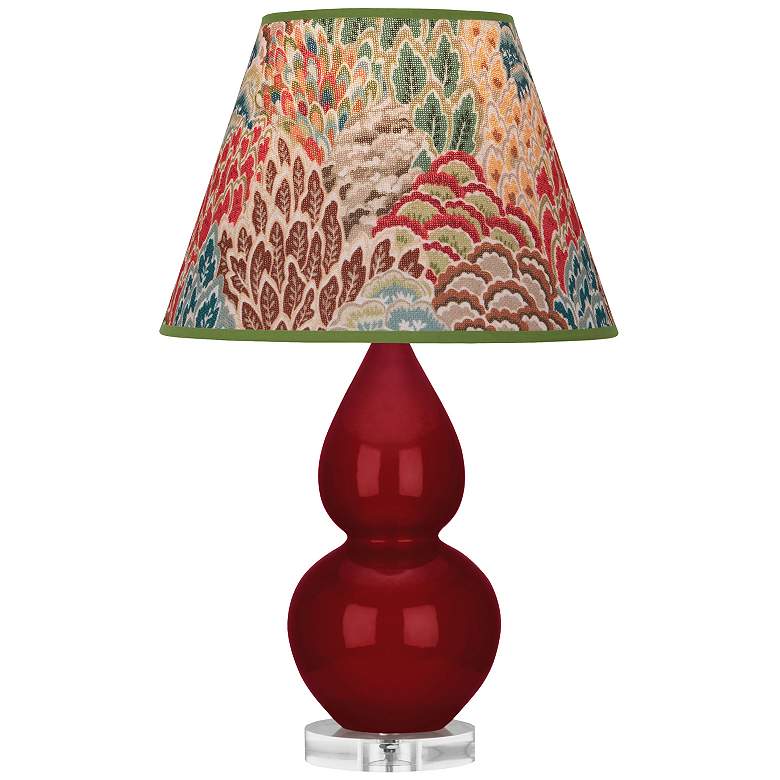 Image 1 Double Gourd 22"H Sangria And Lucite Accent Lamp w/ Fall Floral Shade