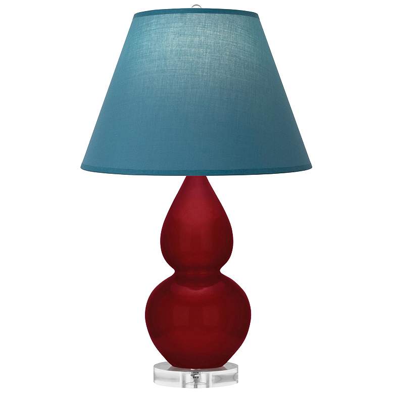 Image 1 Double Gourd 22"H Sangria And Lucite Lamp w/ Bright Blue And Gray Shade