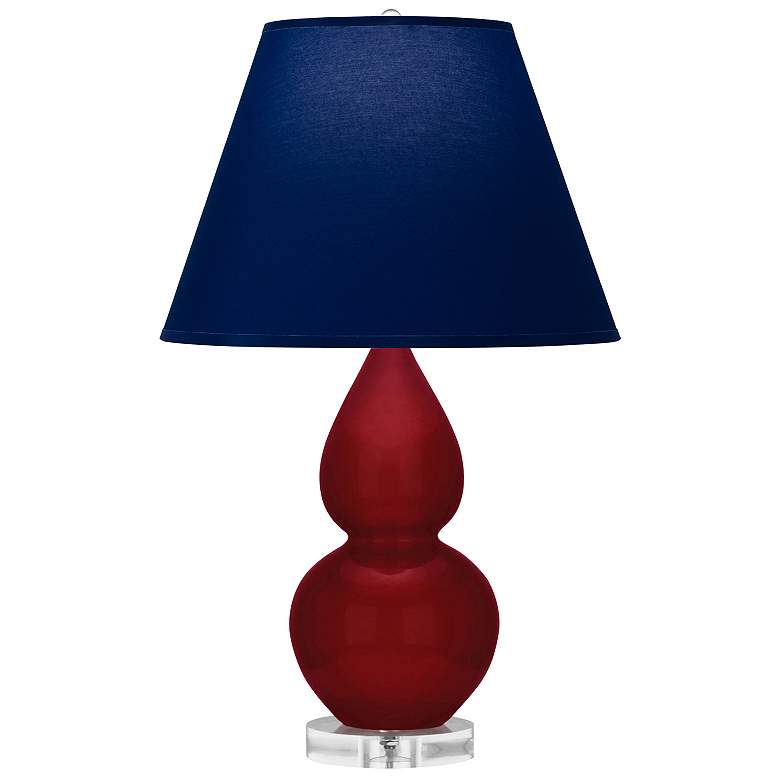 Image 1 Double Gourd 22"H Sangria And Lucite Lamp w/ Navy And Gray Shade