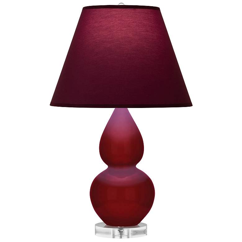 Image 1 Double Gourd 22"H Sangria And Lucite Lamp w/ Plum And Lavender Shade