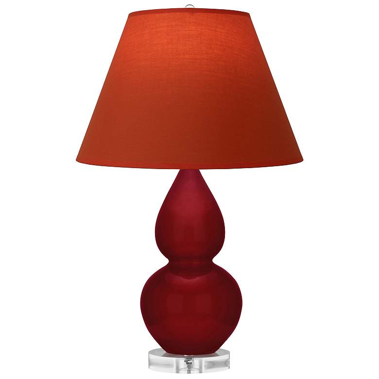Image 1 Double Gourd 22"H Sangria And Lucite Lamp w/ Tangerine And Taupe Shade
