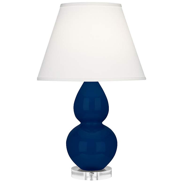 Image 1 Double Gourd 22"H Small Cobalt And Lucite Accent Lamp With Pearl Shade