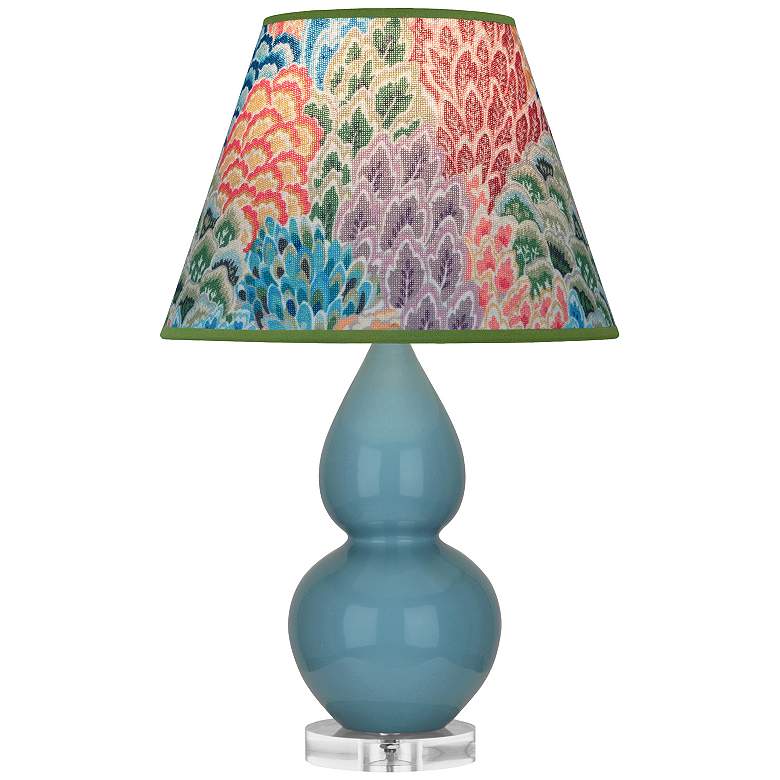 Image 1 Double Gourd 22"H Steel Blue And Lucite Accent Lamp w/ Spring Shade